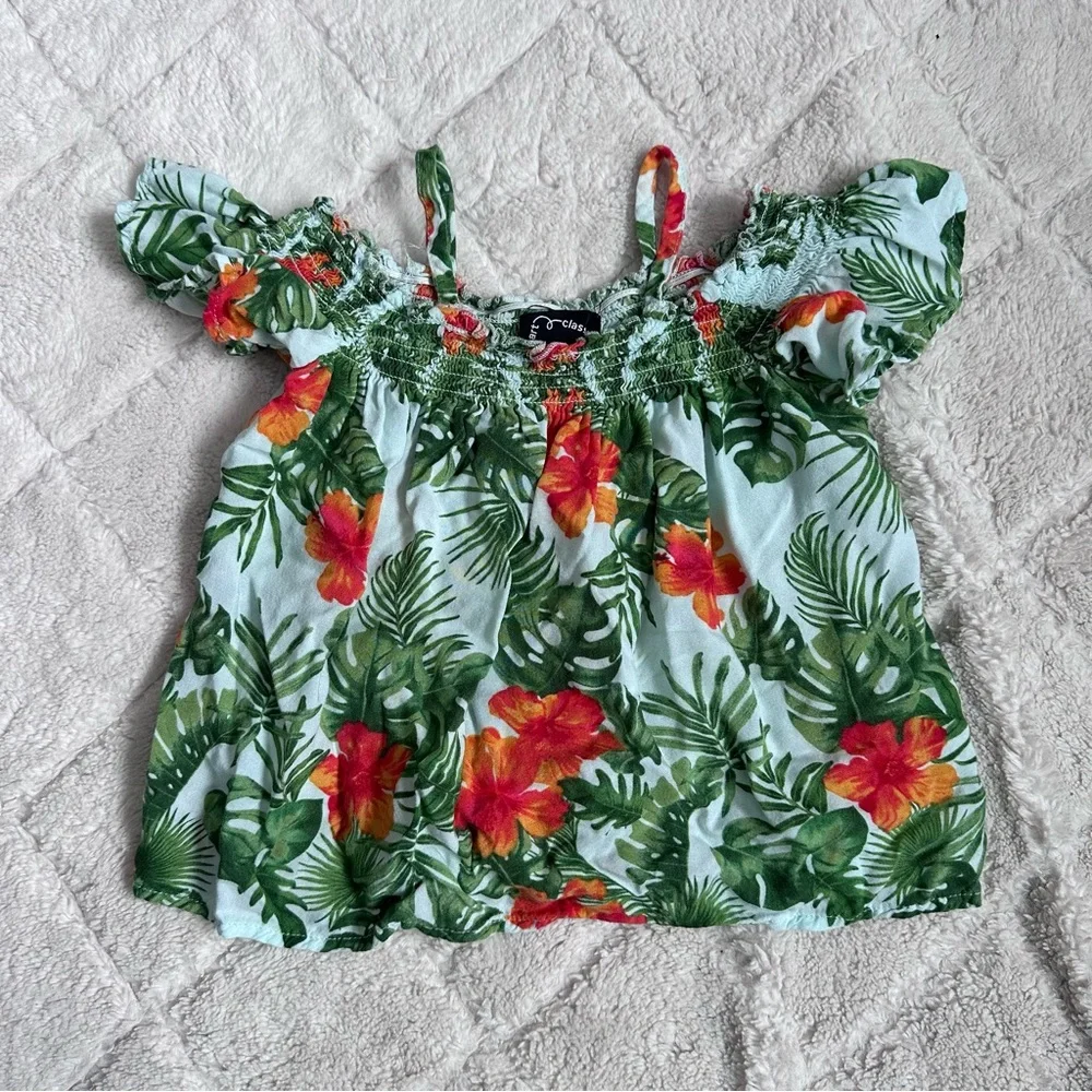 Art Class | Toddler Tropical Off The Shoulder Floral Blouse Set | Size 3T